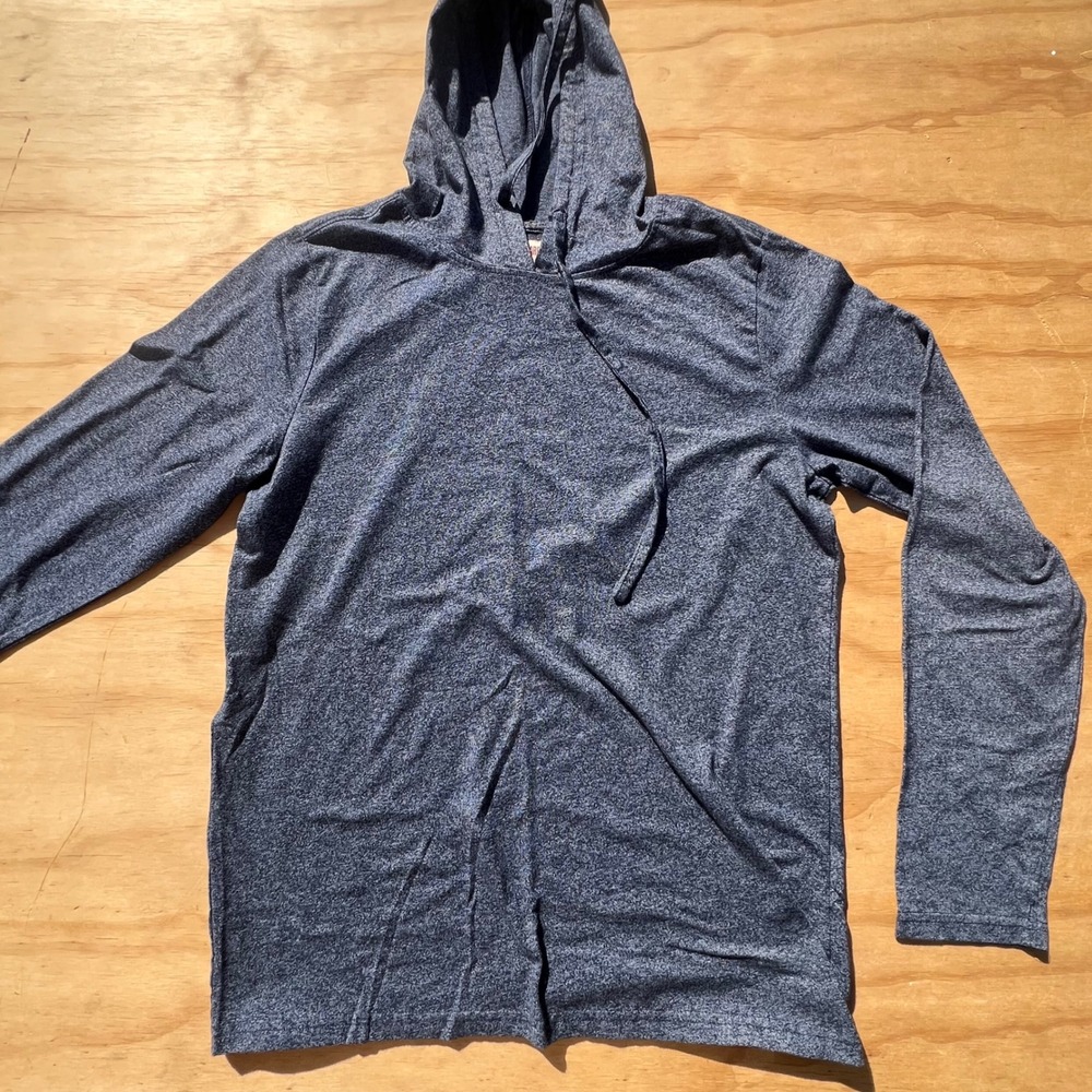 Hudson & Barrow NYC Mens Medium Blue Heather Lightweight Long Sleeve Hoodie